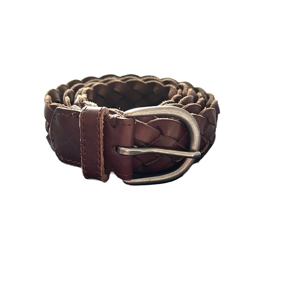 American Eagle AEO Brown Braided Woven Silver Buckle Belt Men’s 45 Inches - Picture 4 of 11